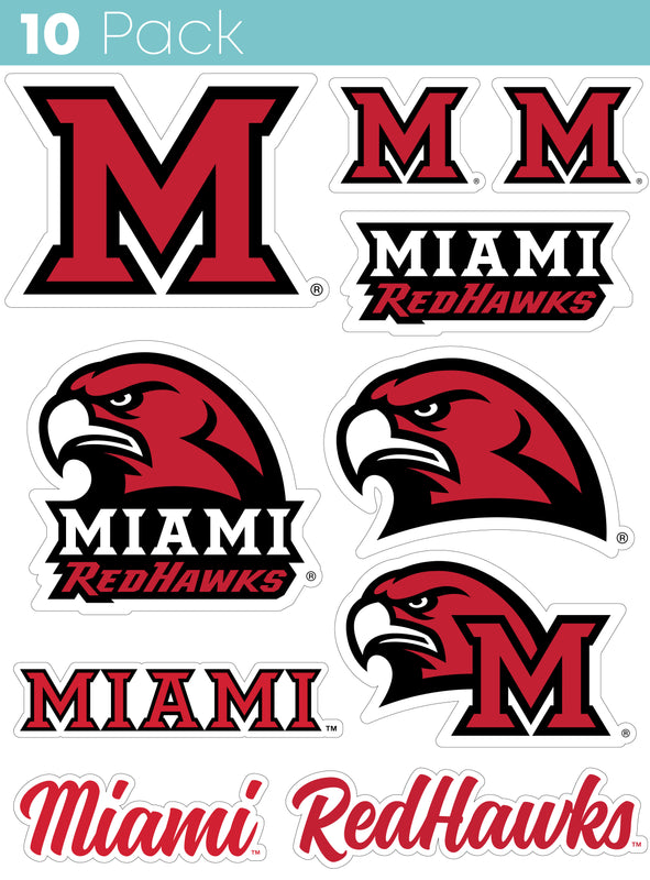 Miami University of Ohio 10-Pack, 4 inches in size on one of its sides NCAA Durable School Spirit Vinyl Decal Sticker