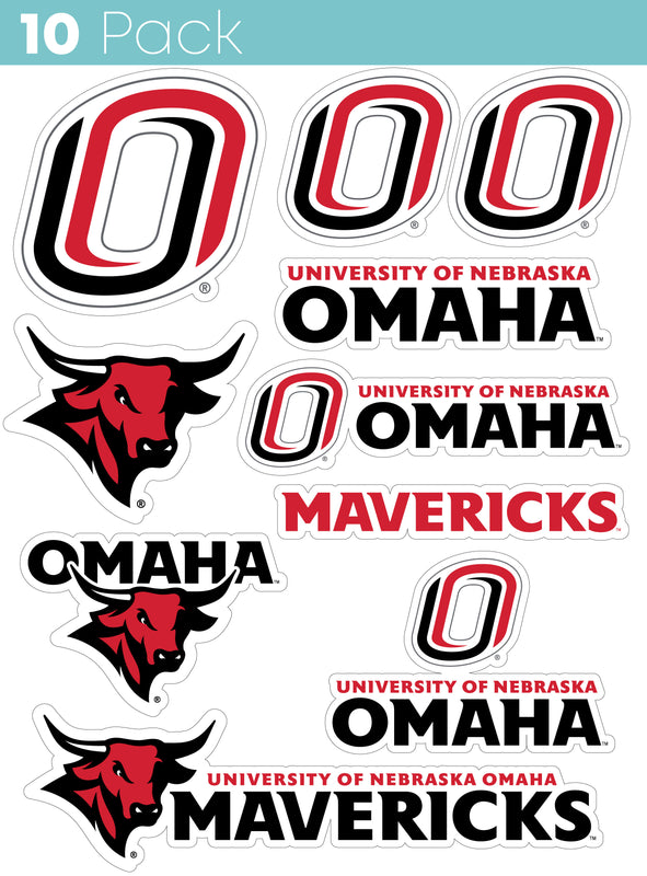 Nebraska at Omaha 10-Pack, 4 inches in size on one of its sides NCAA Durable School Spirit Vinyl Decal Sticker