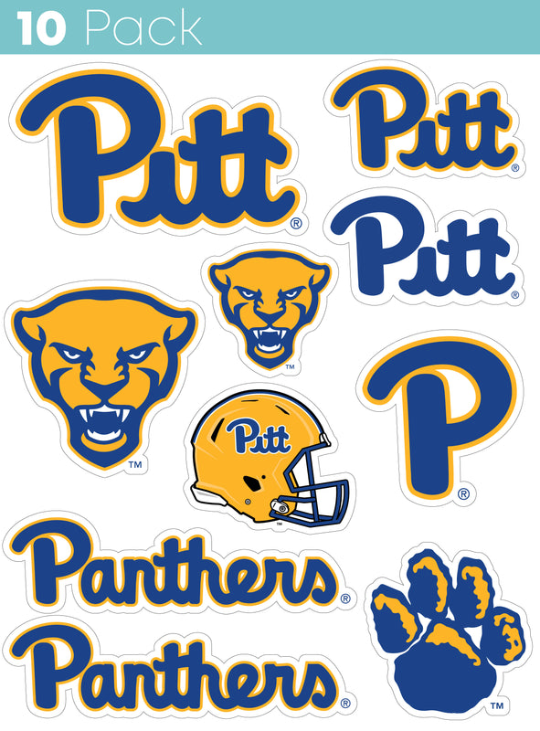Pittsburgh Panthers 10-Pack, 4 inches in size on one of its sides NCAA Durable School Spirit Vinyl Decal Sticker