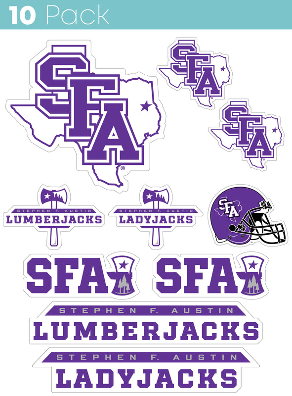 Stephen F. Austin State University 10-Pack, 4 inches in size on one of its sides NCAA Durable School Spirit Vinyl Decal Sticker