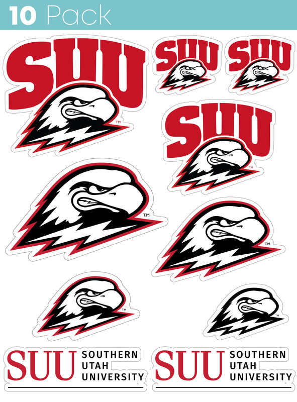 Southern Utah University 10-Pack, 4 inches in size on one of its sides NCAA Durable School Spirit Vinyl Decal Sticker