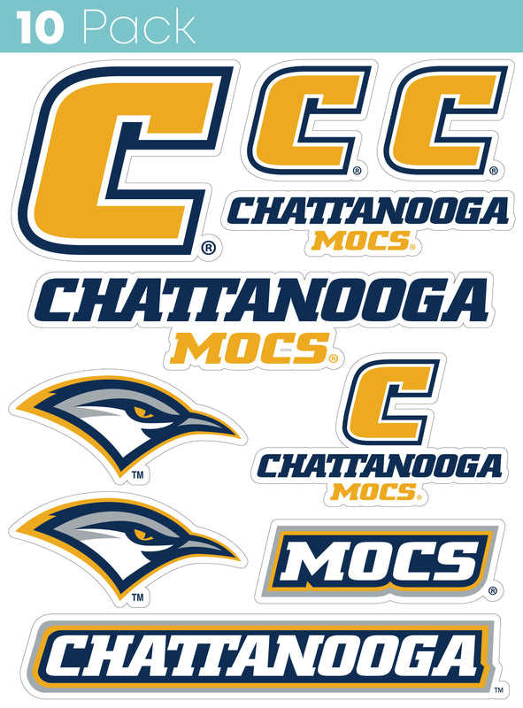 University of Tennessee at Chattanooga 10-Pack, 4 inches in size on one of its sides NCAA Durable School Spirit Vinyl Decal Sticker