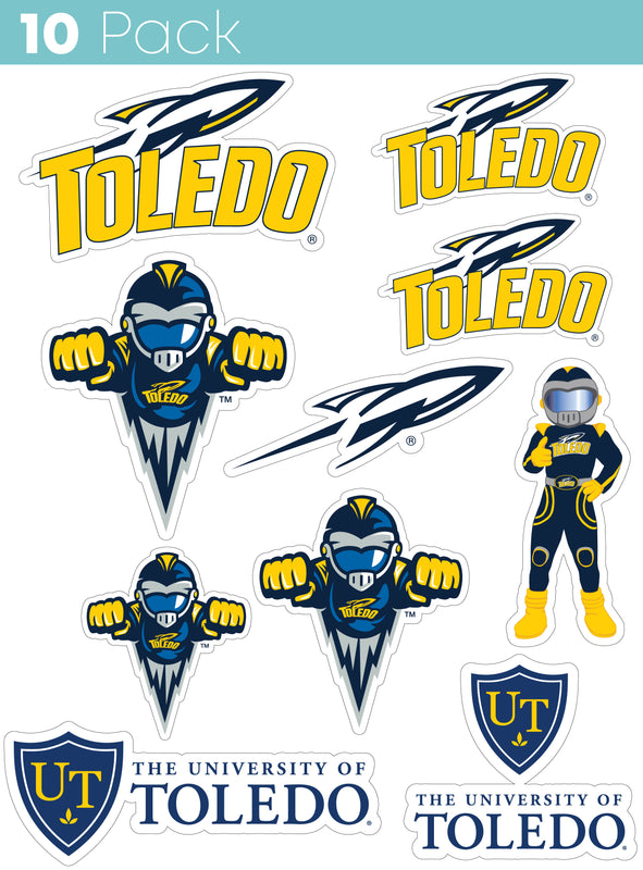 Toledo Rockets 10-Pack, 4 inches in size on one of its sides NCAA Durable School Spirit Vinyl Decal Sticker