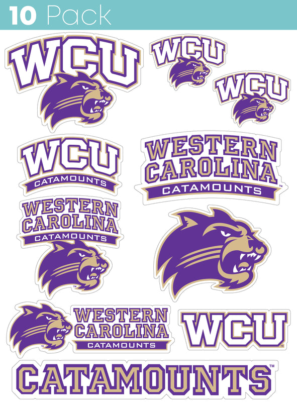 Western Carolina University 10-Pack, 4 inches in size on one of its sides NCAA Durable School Spirit Vinyl Decal Sticker