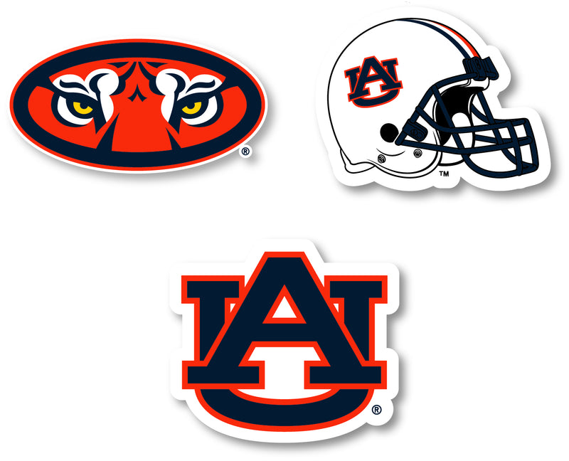 Auburn Tigers 3 Pack 4-Inch Each NCAA Durable School Spirit Vinyl Decal Sticker