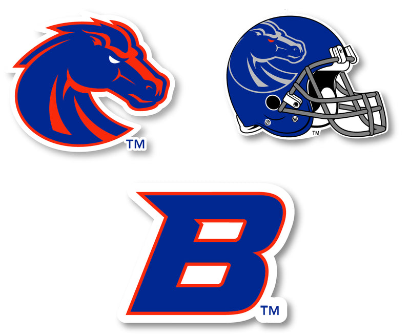 Boise State Broncos 3 Pack 4-Inch Each NCAA Durable School Spirit Vinyl Decal Sticker