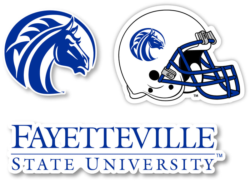 Fayetteville State University 3 Pack 4-Inch Each NCAA Durable School Spirit Vinyl Decal Sticker