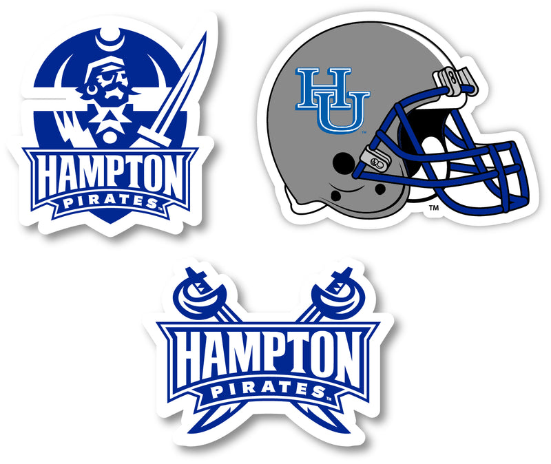 Hampton University 3 Pack 4-Inch Each NCAA Durable School Spirit Vinyl Decal Sticker