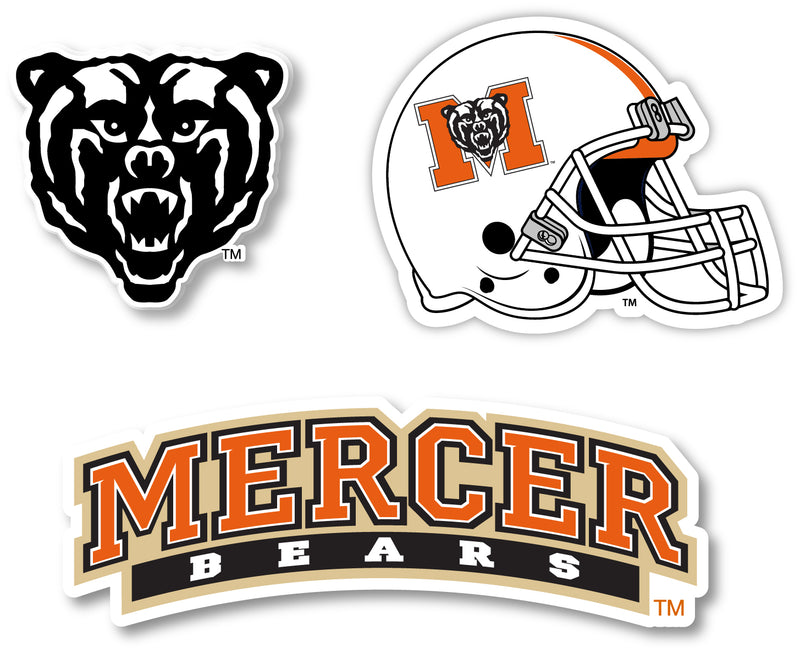 Mercer University 3 Pack 4-Inch Each NCAA Durable School Spirit Vinyl Decal Sticker