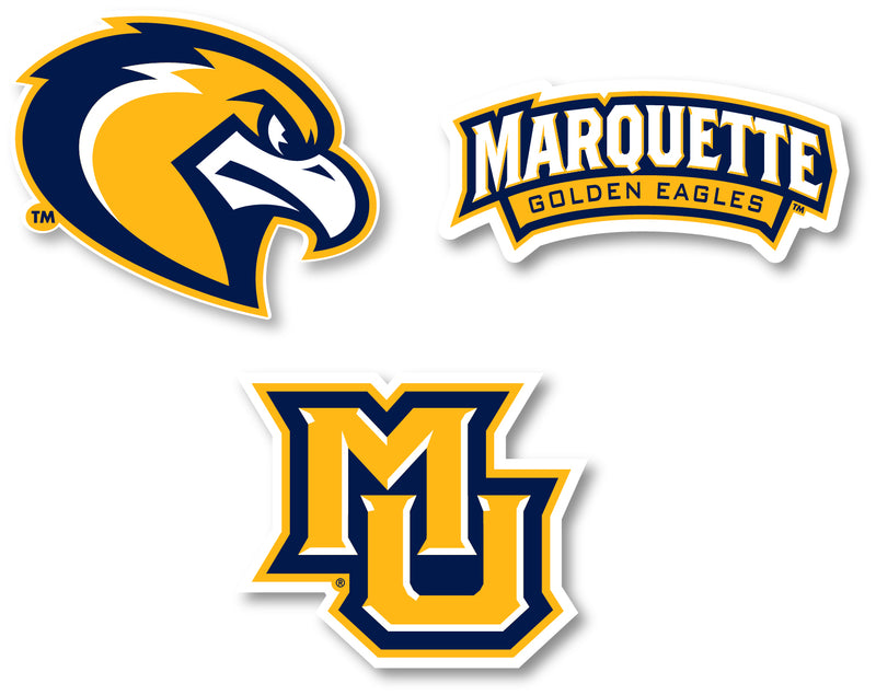 Marquette Golden Eagles 3 Pack 4-Inch Each NCAA Durable School Spirit Vinyl Decal Sticker
