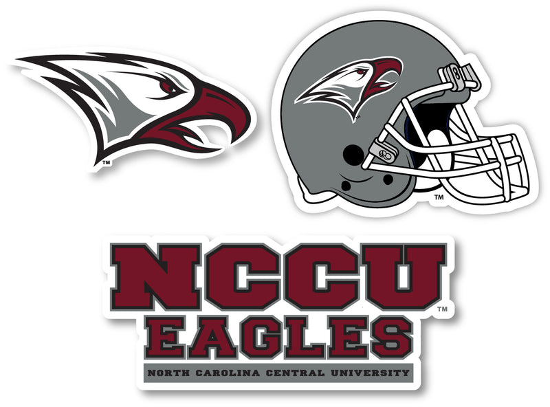 North Carolina Central Eagles 3 Pack 4-Inch Each NCAA Durable School Spirit Vinyl Decal Sticker