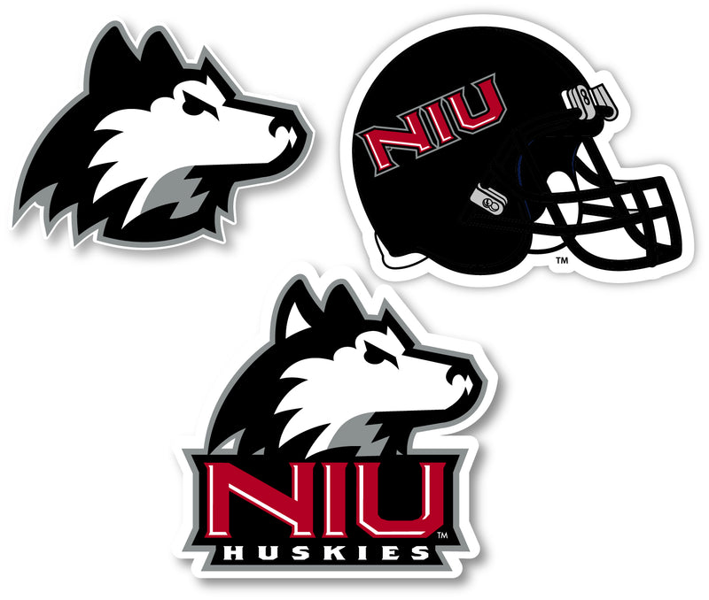 Northern Illinois Huskies 3 Pack 4-Inch Each NCAA Durable School Spirit Vinyl Decal Sticker