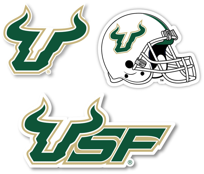 South Florida Bulls 3 Pack 4-Inch Each NCAA Durable School Spirit Vinyl Decal Sticker