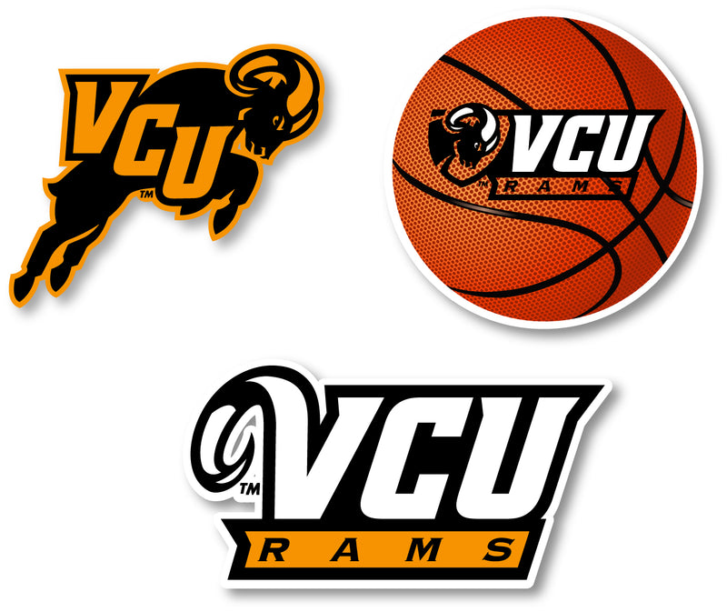Virginia Commonwealth 3 Pack 4-Inch Each NCAA Durable School Spirit Vinyl Decal Sticker