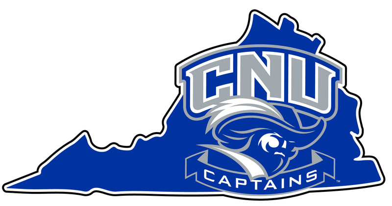 Christopher Newport Captains 4-Inch State Shape NCAA Vinyl Decal Sticker for Fans, Students, and Alumni