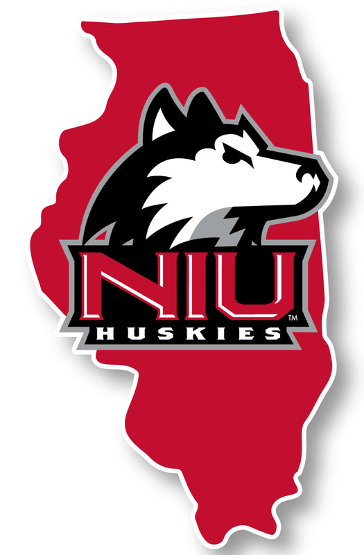 Northern Illinois Huskies 4-Inch State Shape NCAA Vinyl Decal Sticker for Fans, Students, and Alumni