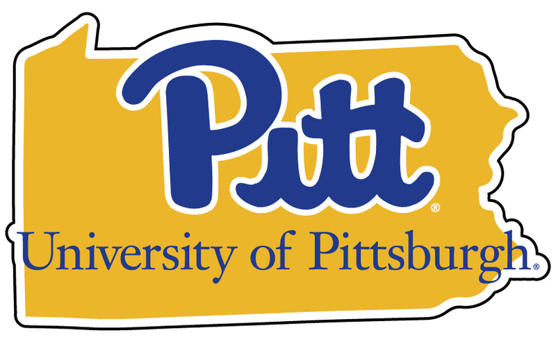 Pittsburgh Panthers 4-Inch State Shape NCAA Vinyl Decal Sticker for Fans, Students, and Alumni