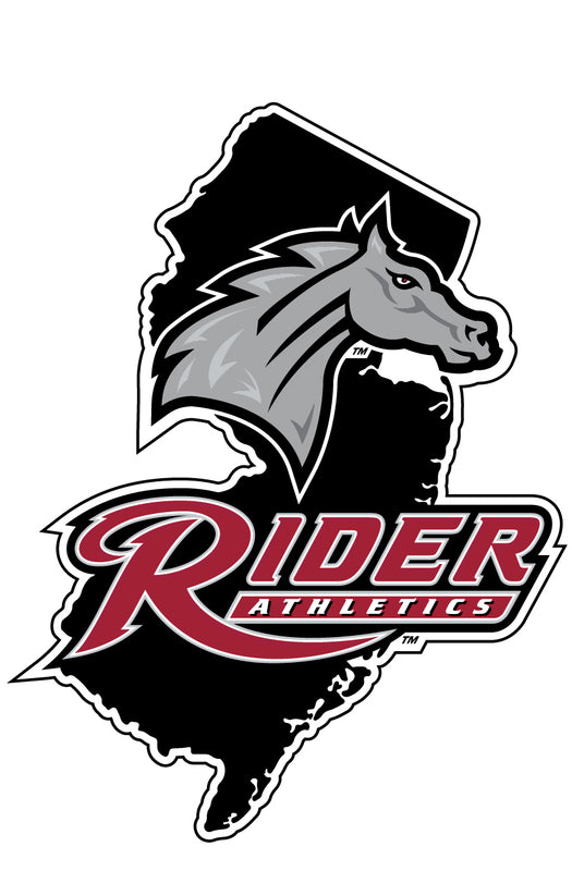Rider University Broncs 4-Inch State Shape NCAA Vinyl Decal Sticker for Fans, Students, and Alumni