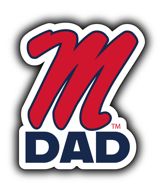 Mississippi Rebels "Ole Miss" 4-Inch Proud Dad NCAA - Durable School Spirit Vinyl Decal Perfect Gift for Dad