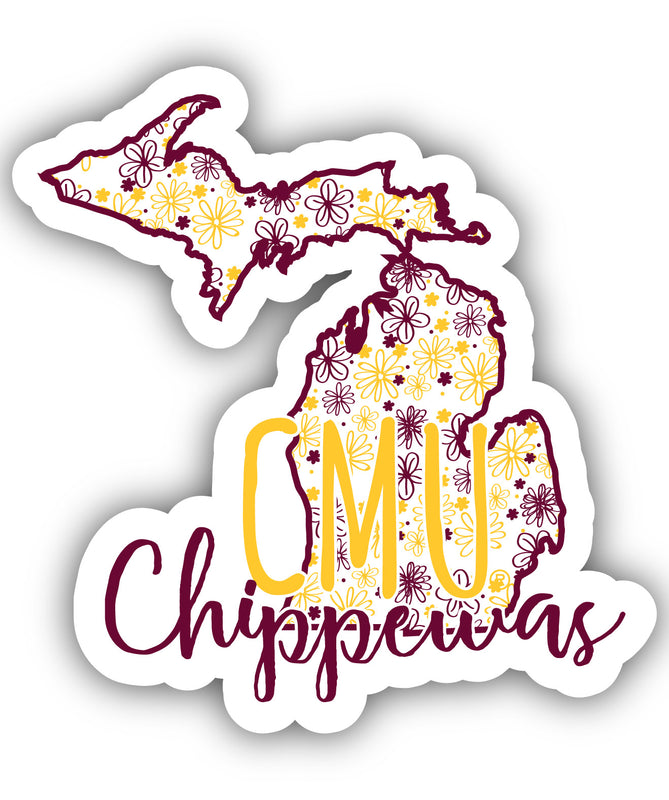 Central Michigan University 2-Inch on one of its sides Floral Design NCAA Floral Love Vinyl Sticker - Blossoming School Spirit Decal Sticker
