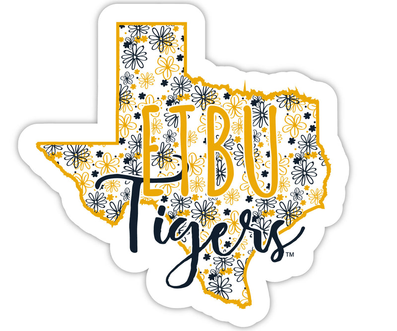East Texas Baptist University 4-Inch State Shaped NCAA Floral Love Vinyl Sticker - Blossoming School Spirit Decal