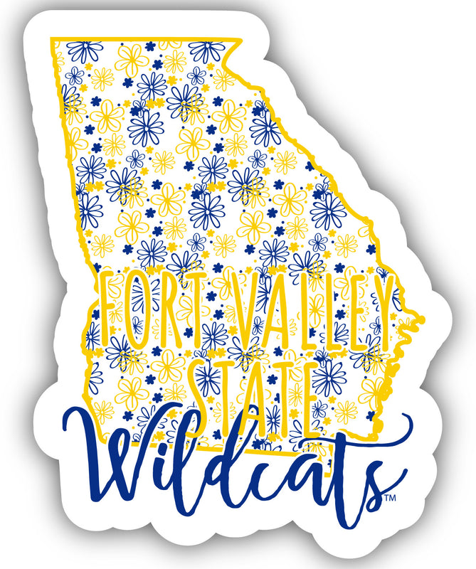 Fort Valley State University 2-Inch on one of its sides Floral Design NCAA Floral Love Vinyl Sticker - Blossoming School Spirit Decal Sticker