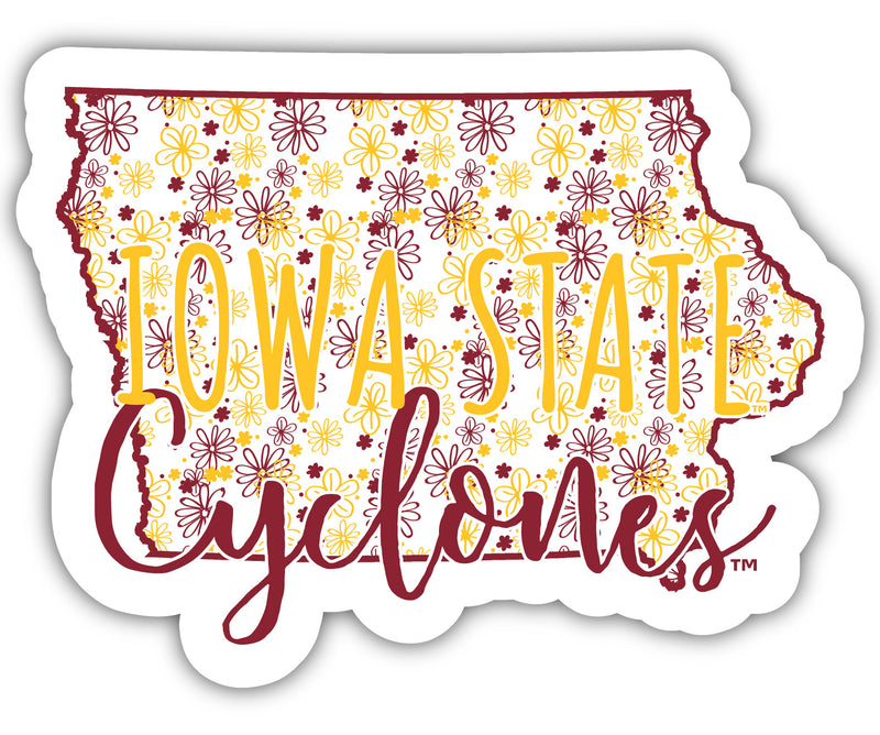 Iowa State Cyclones 2-Inch on one of its sides Floral Design NCAA Floral Love Vinyl Sticker - Blossoming School Spirit Decal Sticker