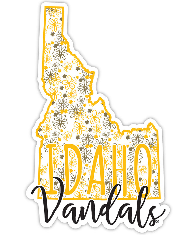 Idaho Vandals 4-Inch State Shaped NCAA Floral Love Vinyl Sticker - Blossoming School Spirit Decal