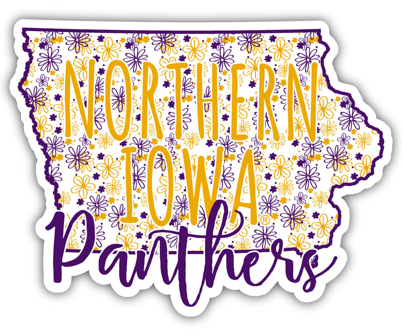 Northern Iowa Panthers 2-Inch on one of its sides Floral Design NCAA Floral Love Vinyl Sticker - Blossoming School Spirit Decal Sticker