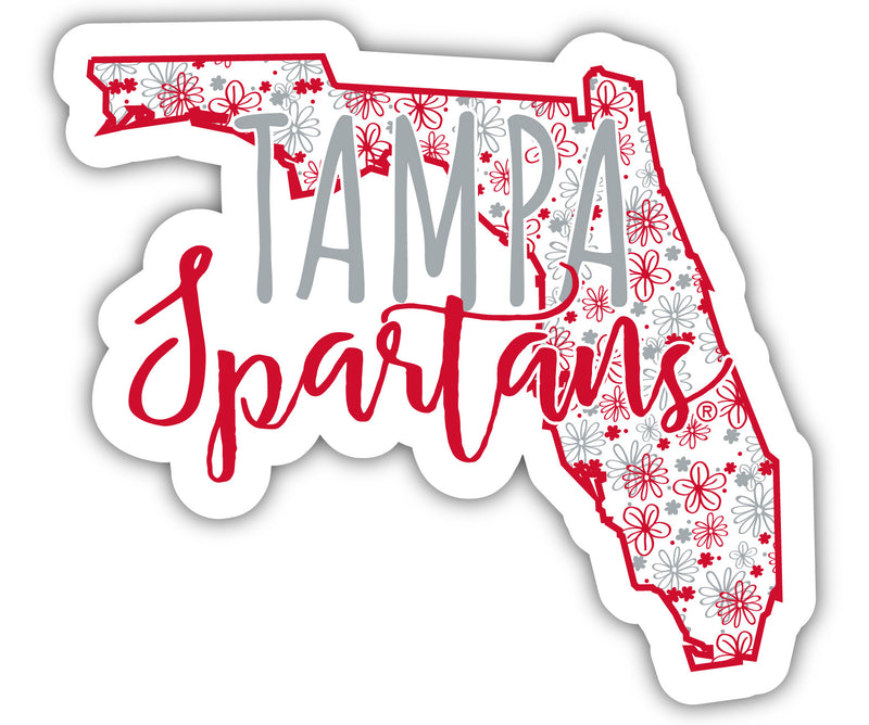 University of Tampa Spartans 4-Inch State Shaped NCAA Floral Love Vinyl Sticker - Blossoming School Spirit Decal