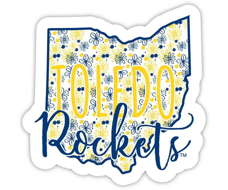 Toledo Rockets 2-Inch on one of its sides Floral Design NCAA Floral Love Vinyl Sticker - Blossoming School Spirit Decal Sticker