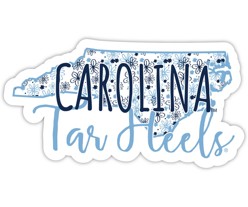 UNC Tar Heels 2-Inch on one of its sides Floral Design NCAA Floral Love Vinyl Sticker - Blossoming School Spirit Decal Sticker