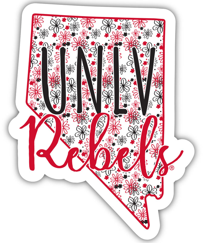 UNLV Rebels 2-Inch on one of its sides Floral Design NCAA Floral Love Vinyl Sticker - Blossoming School Spirit Decal Sticker