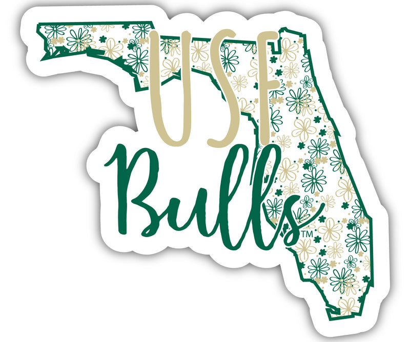 South Florida Bulls 2-Inch on one of its sides Floral Design NCAA Floral Love Vinyl Sticker - Blossoming School Spirit Decal Sticker