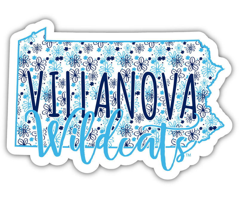Villanova Wildcats 2-Inch on one of its sides Floral Design NCAA Floral Love Vinyl Sticker - Blossoming School Spirit Decal Sticker