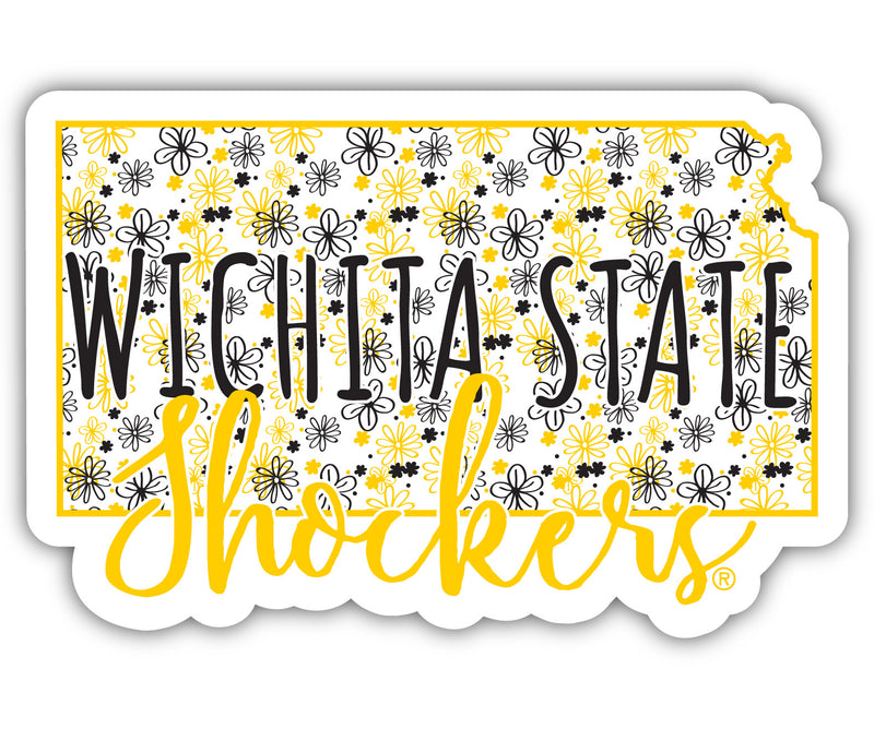 Wichita State Shockers 2-Inch on one of its sides Floral Design NCAA Floral Love Vinyl Sticker - Blossoming School Spirit Decal Sticker