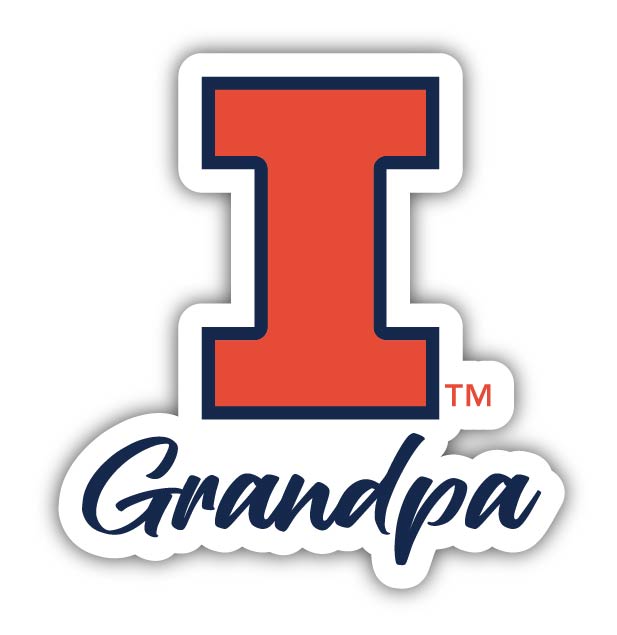 Illinois Fighting Illini 4-Inch Proud Grandpa NCAA - Durable School Spirit Vinyl Decal Perfect Gift for Grandpa