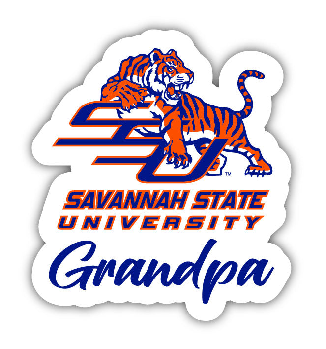 Savannah State University 4-Inch Proud Grandpa NCAA - Durable School Spirit Vinyl Decal Perfect Gift for Grandpa