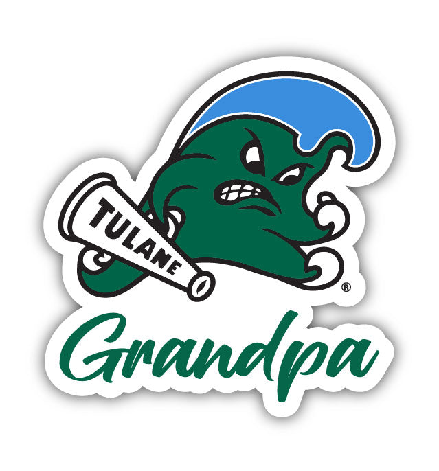 Tulane University Green Wave 4-Inch Proud Grandpa NCAA - Durable School Spirit Vinyl Decal Perfect Gift for Grandpa