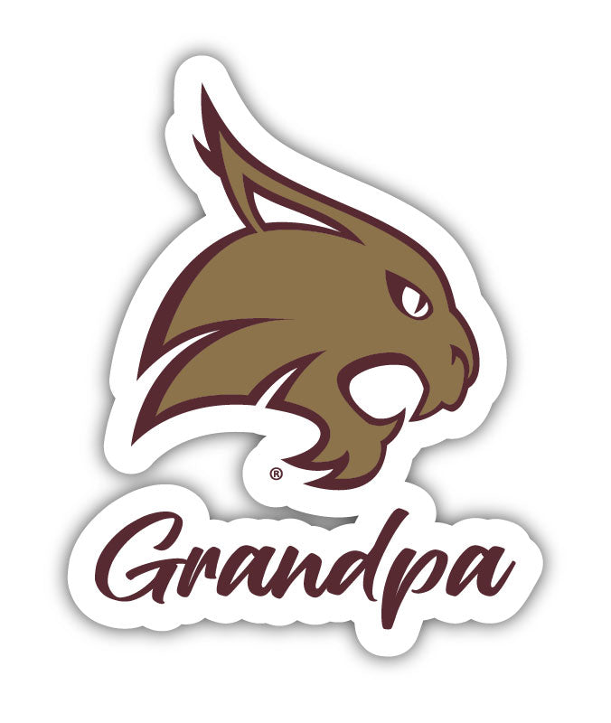Texas State Bobcats 4-Inch Proud Grandpa NCAA - Durable School Spirit Vinyl Decal Perfect Gift for Grandpa