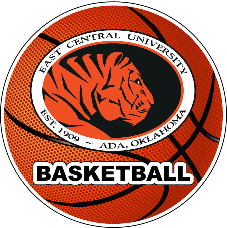 East Central University Tigers 4-Inch Round Basketball NCAA Hoops Pride Vinyl Decal Sticker