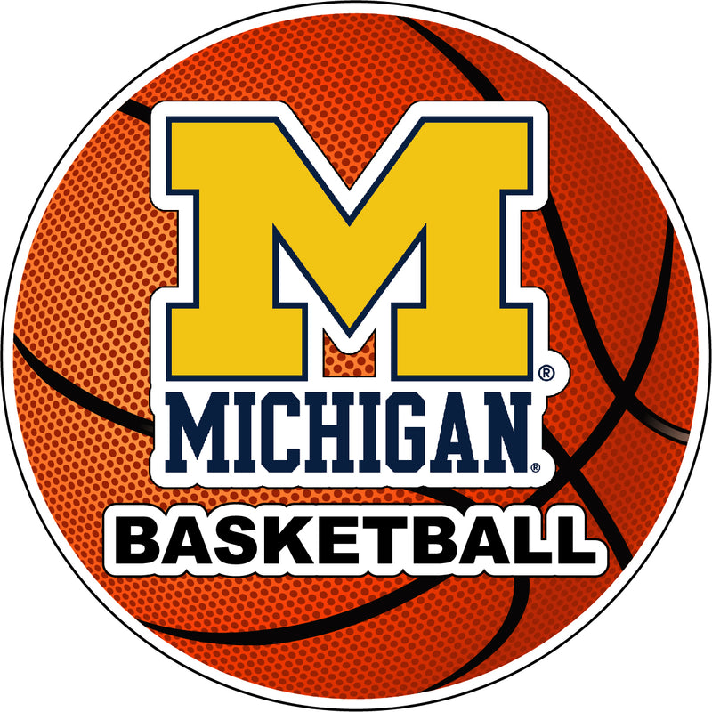 Michigan Wolverines 4-Inch Round Basketball NCAA Hoops Pride Vinyl Decal Sticker
