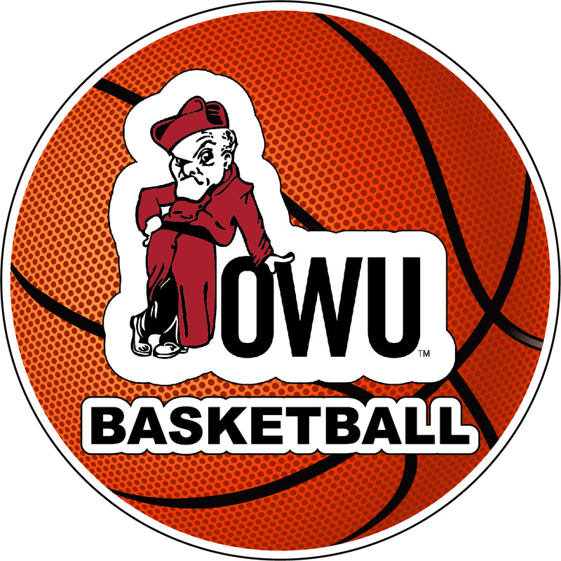 Ohio Wesleyan University 4-Inch Round Basketball NCAA Hoops Pride Vinyl Decal Sticker