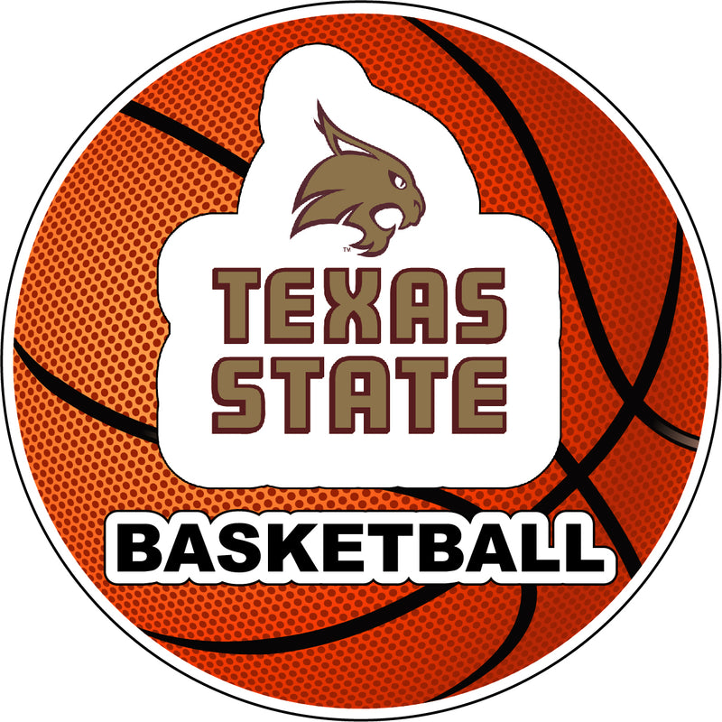 Texas State Bobcats 4-Inch Round Basketball NCAA Hoops Pride Vinyl Decal Sticker