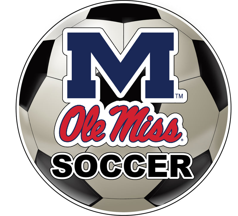 Mississippi Rebels "Ole Miss" 4-Inch Round Soccer Ball NCAA Soccer Passion Vinyl Sticker
