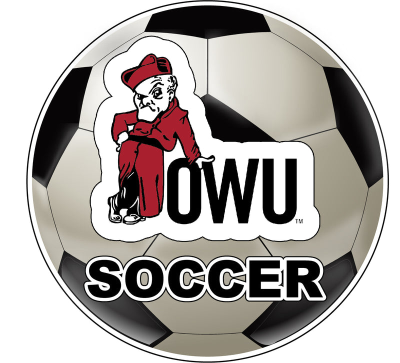 Ohio Wesleyan University 4-Inch Round Soccer Ball NCAA Soccer Passion Vinyl Sticker