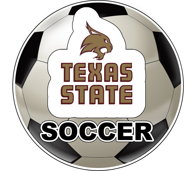 Texas State Bobcats 4-Inch Round Soccer Ball NCAA Soccer Passion Vinyl Sticker
