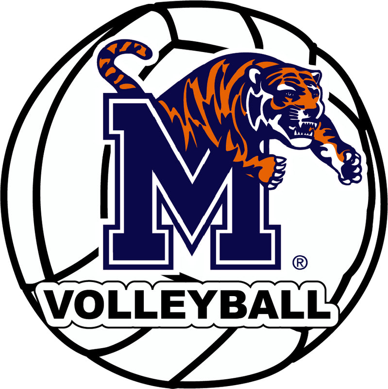 Memphis Tigers 4-Inch Round Volleyball NCAA Vinyl Decal Sticker for Fans, Students, and Alumni