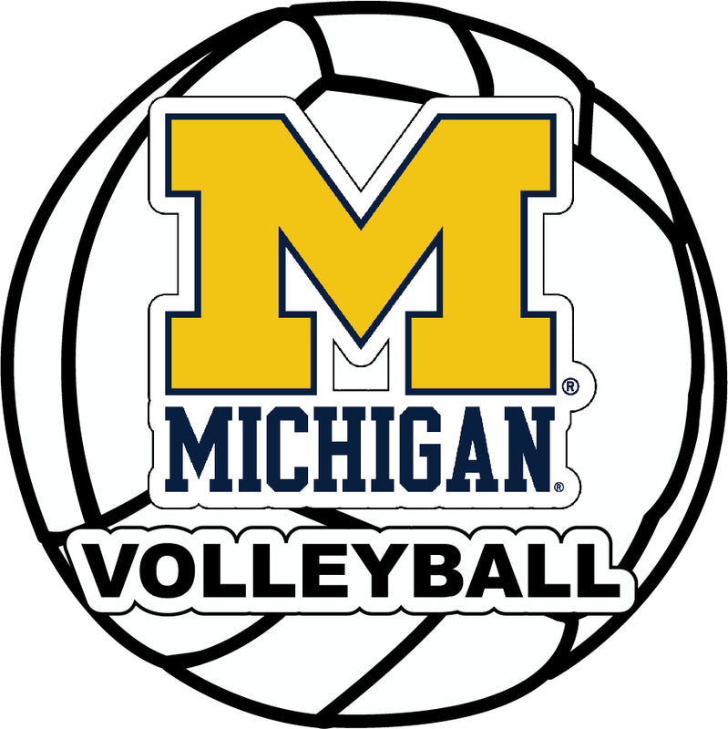 Michigan Wolverines 4-Inch Round Volleyball NCAA Vinyl Decal Sticker for Fans, Students, and Alumni
