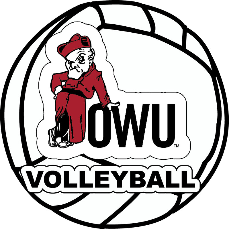 Ohio Wesleyan University 4-Inch Round Volleyball NCAA Vinyl Decal Sticker for Fans, Students, and Alumni